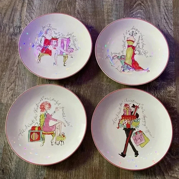 Christmas Wishes |  Set of 4 salad plates - Picture 3 of 3